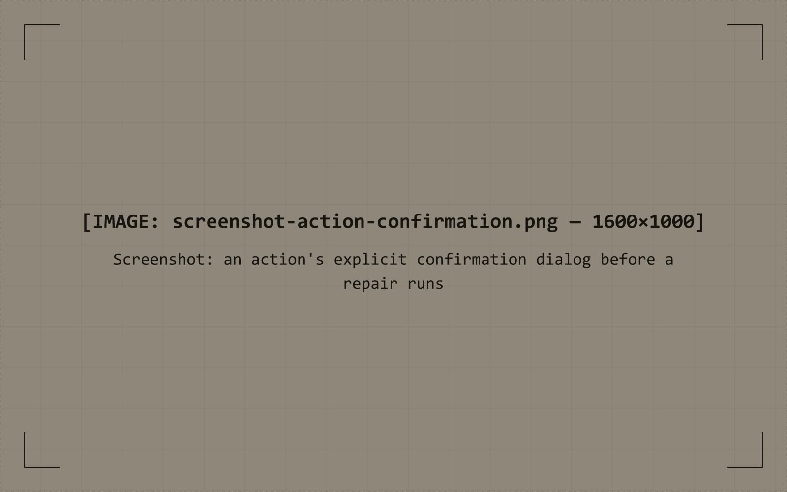 Muon Insight confirmation dialog shown before a repair action runs